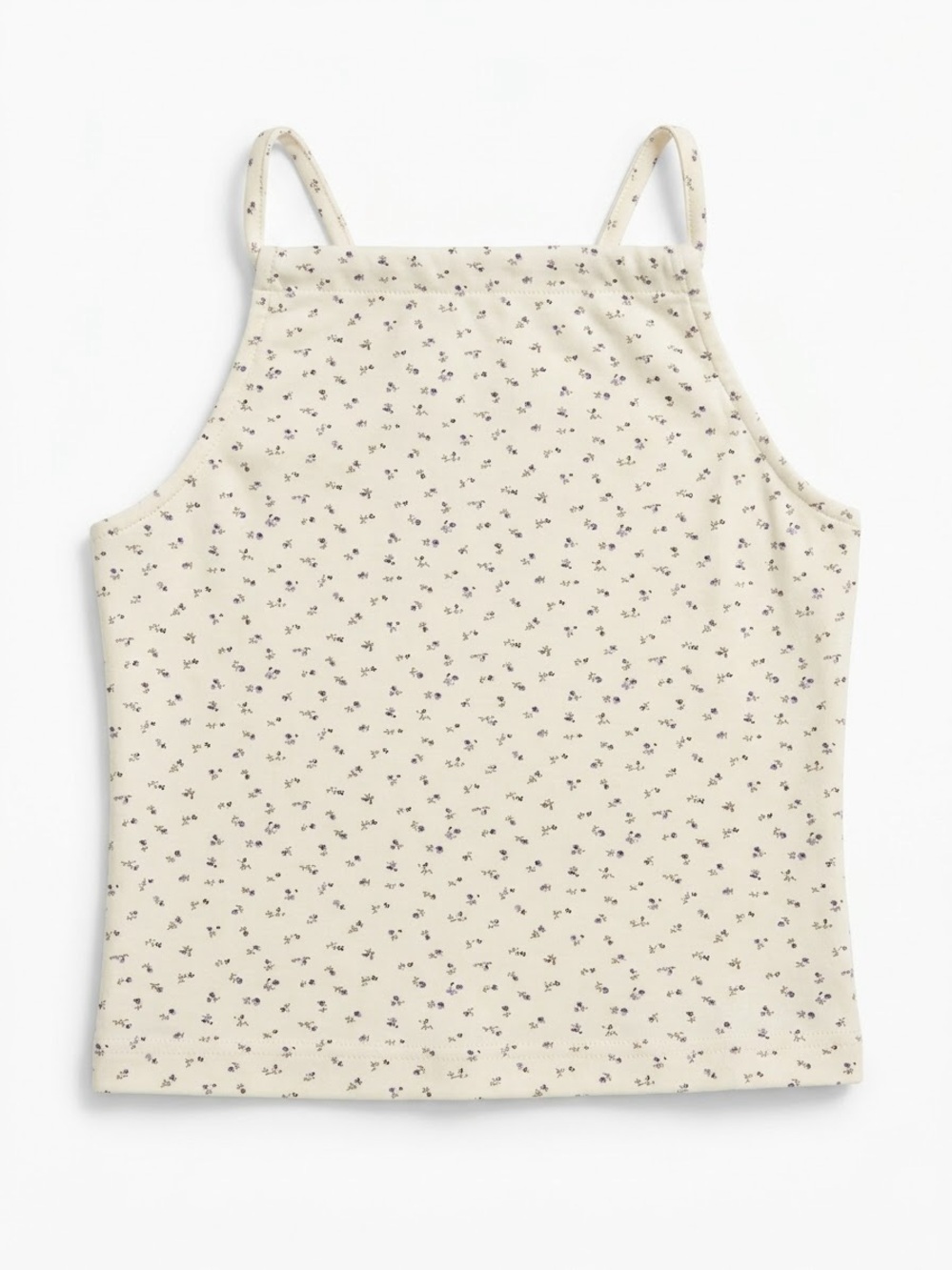 Spaghetti Strap Floral Tank Top - Cream